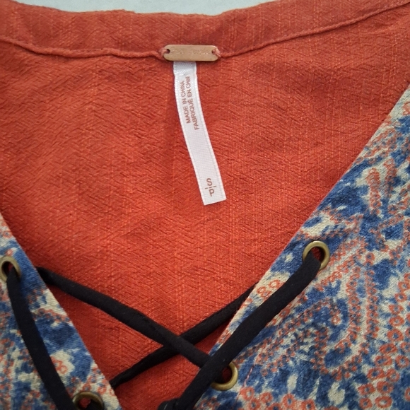 Free People/ Wildest Moment Lace Up Tunic/ Color Persimmon/ Size US S - Picture 10 of 17